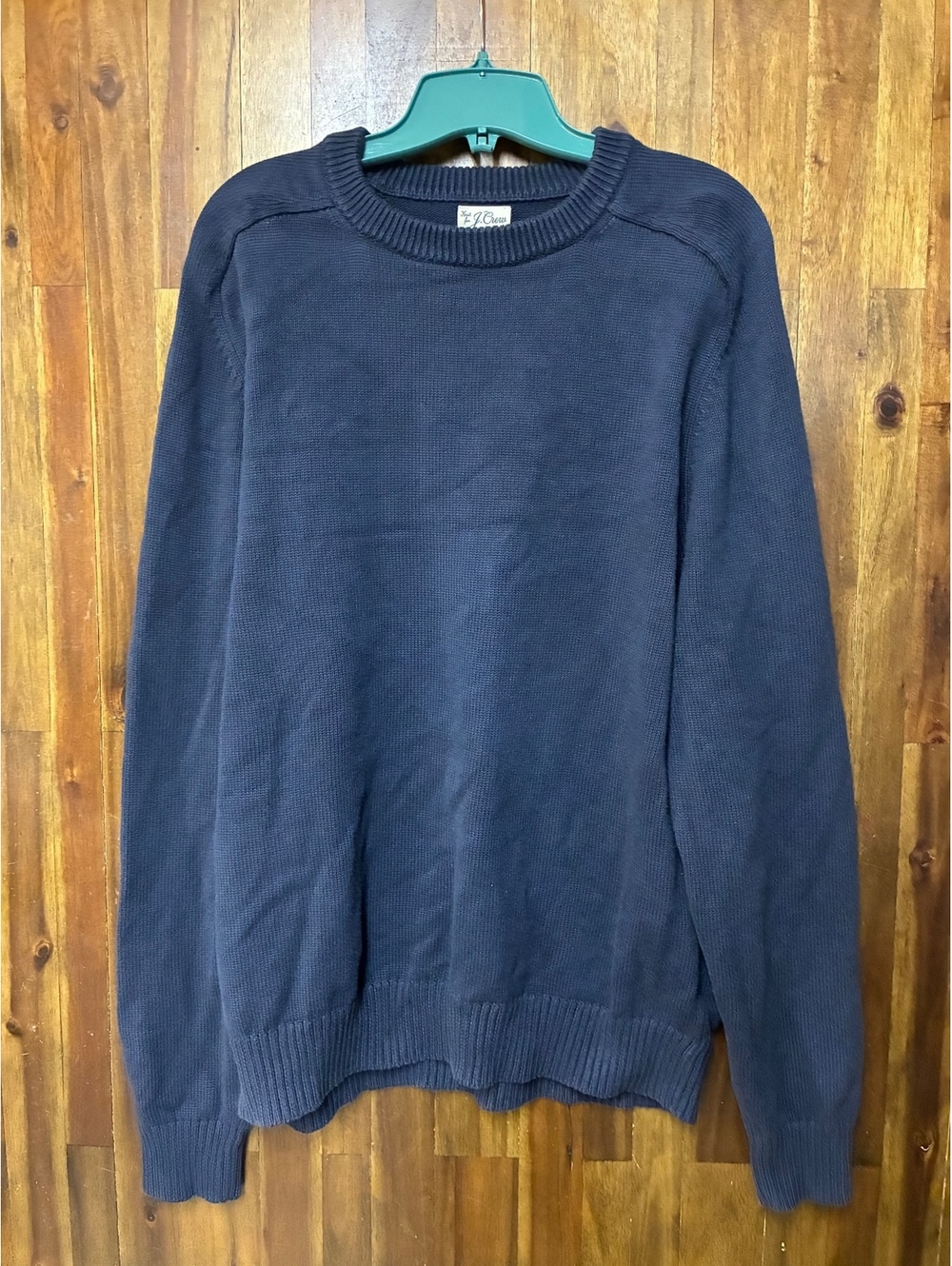 J.Crew Knit Cotton Crewneck Sweater Men's XL Navy Blue Preppy Coastal Classic